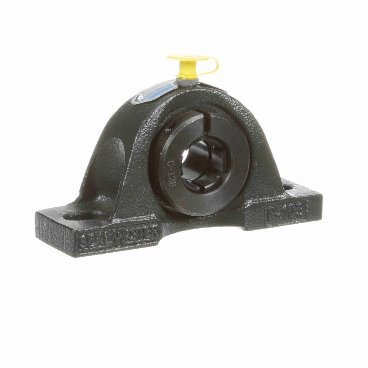 Sealmaster Mounted Cast Iron Two Bolt Pillow Block Ball Bearing - 52100 Bearing Steel, Black Oxided - Concentric Lock - NP-204TMC