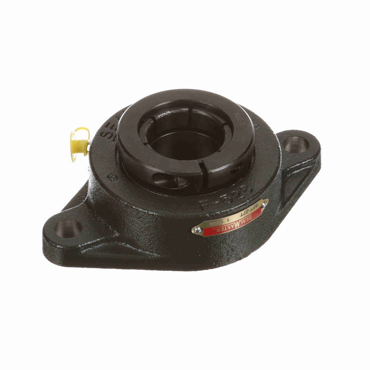 Sealmaster Mounted Cast Iron Two Bolt Flange Ball Bearing - 52100 Bearing Steel, Black Oxided - Concentric Lock - SFT-27T