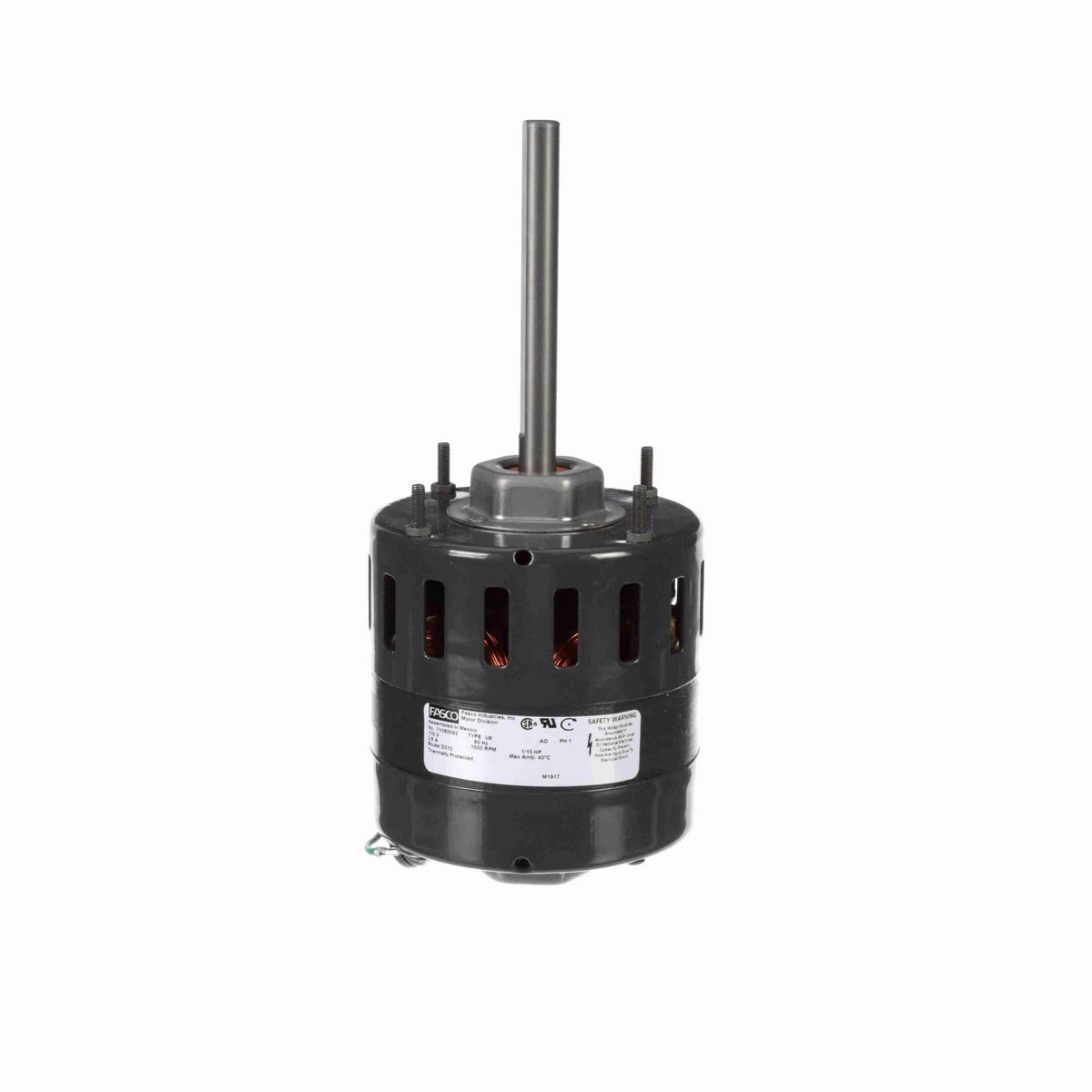 FASCO Fan and Blower Motor, 1/15 HP, 1 Ph, 60 Hz, 115 V, 1500 RPM, 1 Speed, 4.4" Diameter, OAO - D312