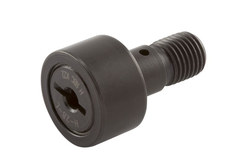 Игольчатый опорный ролик с цапфой RBC H28L, цилиндрический, повышенной грузоподъемности, с уплотнением, со шлицем под отвёртку