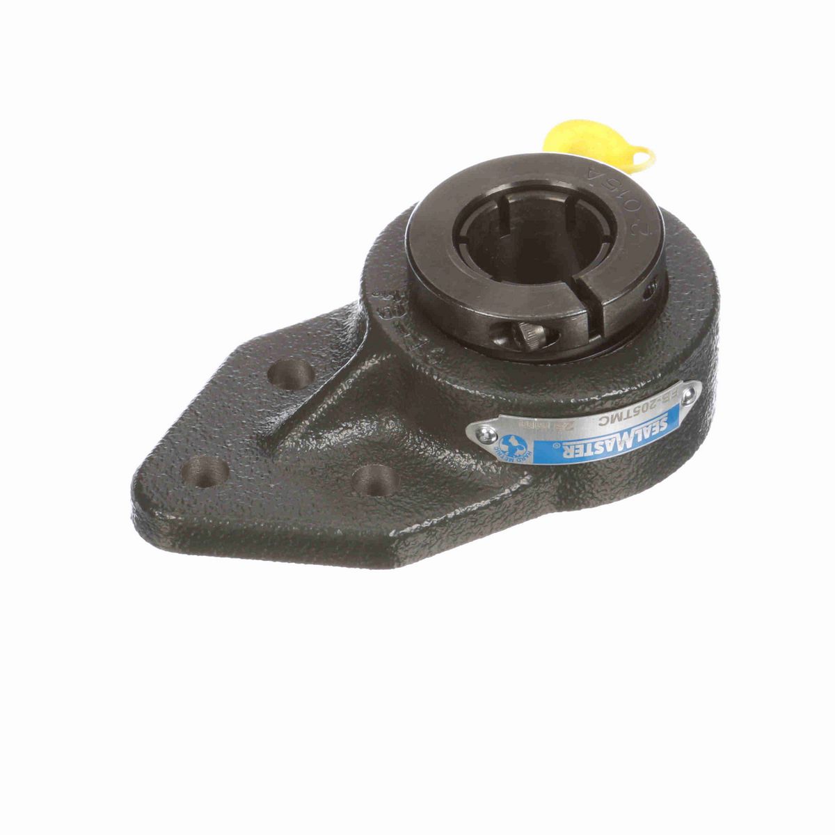 Sealmaster Mounted Cast Iron Three Bolt Flange Bracket Ball Bearing - 52100 Bearing Steel, Black Oxided - Concentric Lock - FB-205TMC