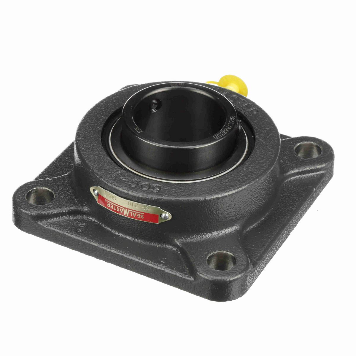 Sealmaster Mounted Cast Iron Four Bolt Flange Ball Bearing - 52100 Bearing Steel, Black Oxided - Setscrew Lock - SF-210