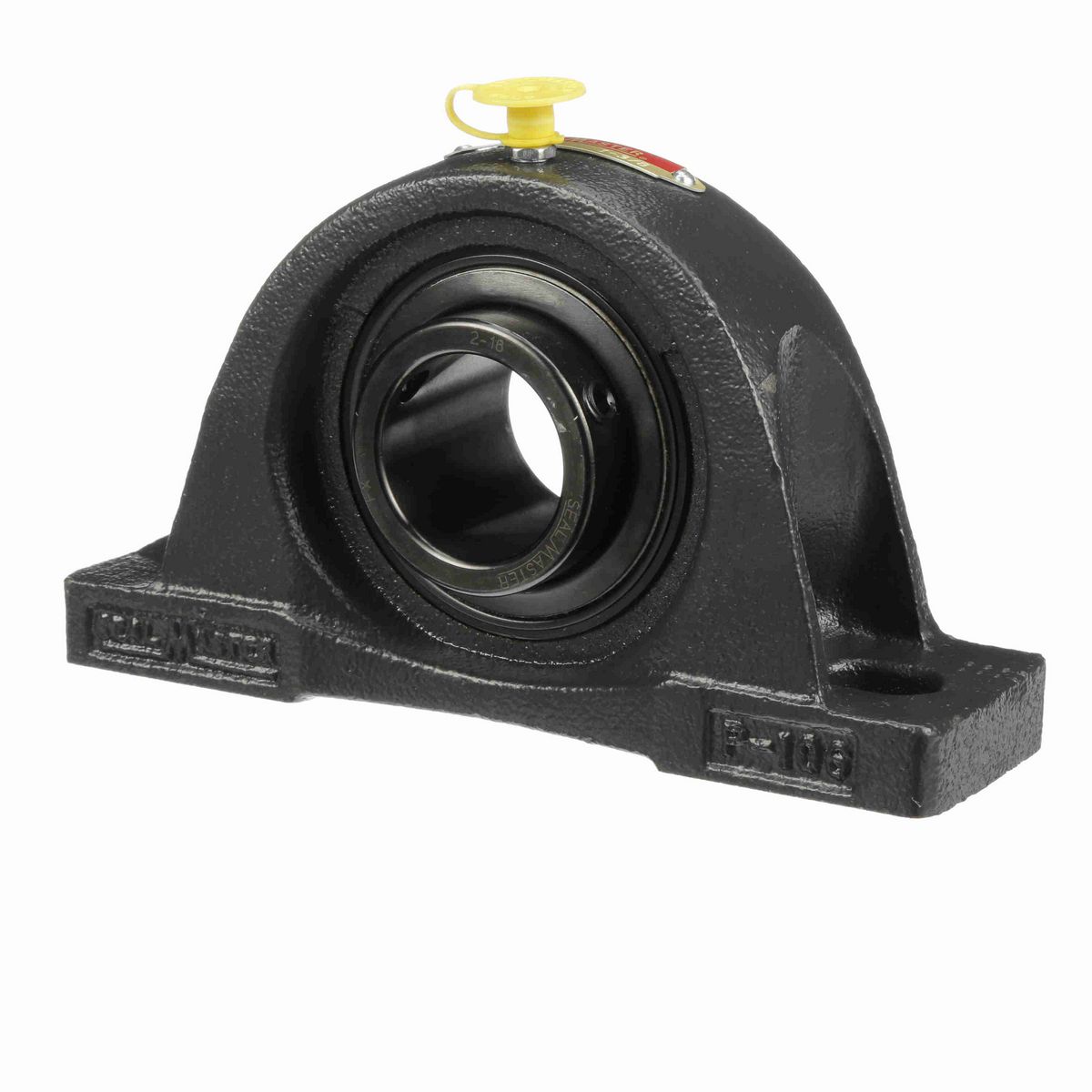Sealmaster Mounted Cast Iron Two Bolt Pillow Block Ball Bearing - 52100 Bearing Steel, Black Oxided - Setscrew Lock - NP-22