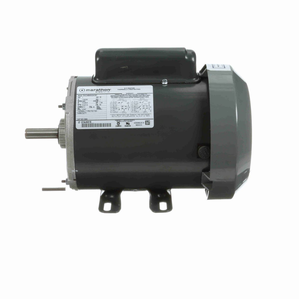 LEESON General Purpose Motor, 1 HP, 1 Ph, 60 Hz, 115/230 V, 3600 RPM, 56 Frame, TEFC - C663