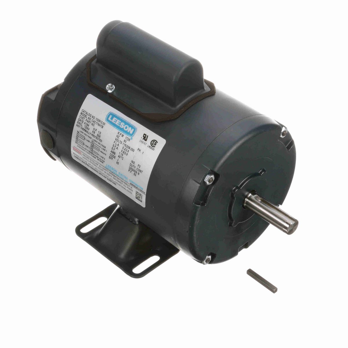LEESON General Purpose Motor, 0.33 HP, 1 Ph, 60 Hz, 115/230 V, 1800 RPM, S56 Frame, TENV - 102912.00