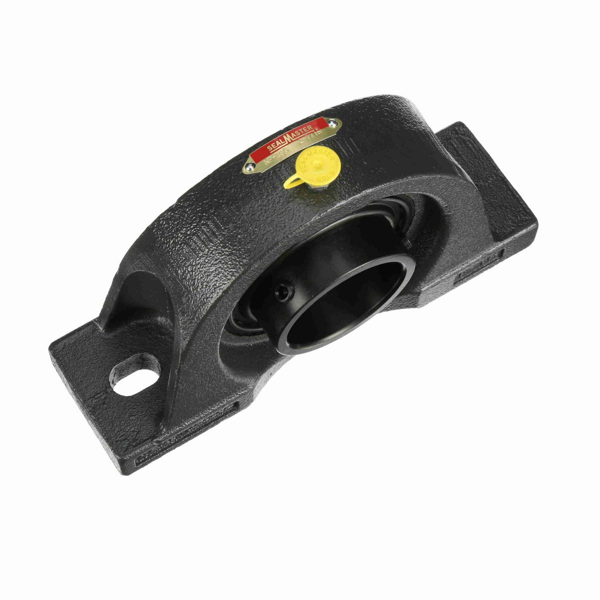Sealmaster Mounted Cast Iron Two Bolt Pillow Block Ball Bearing - 52100 Bearing Steel, Black Oxided - Setscrew Lock - NP-39C