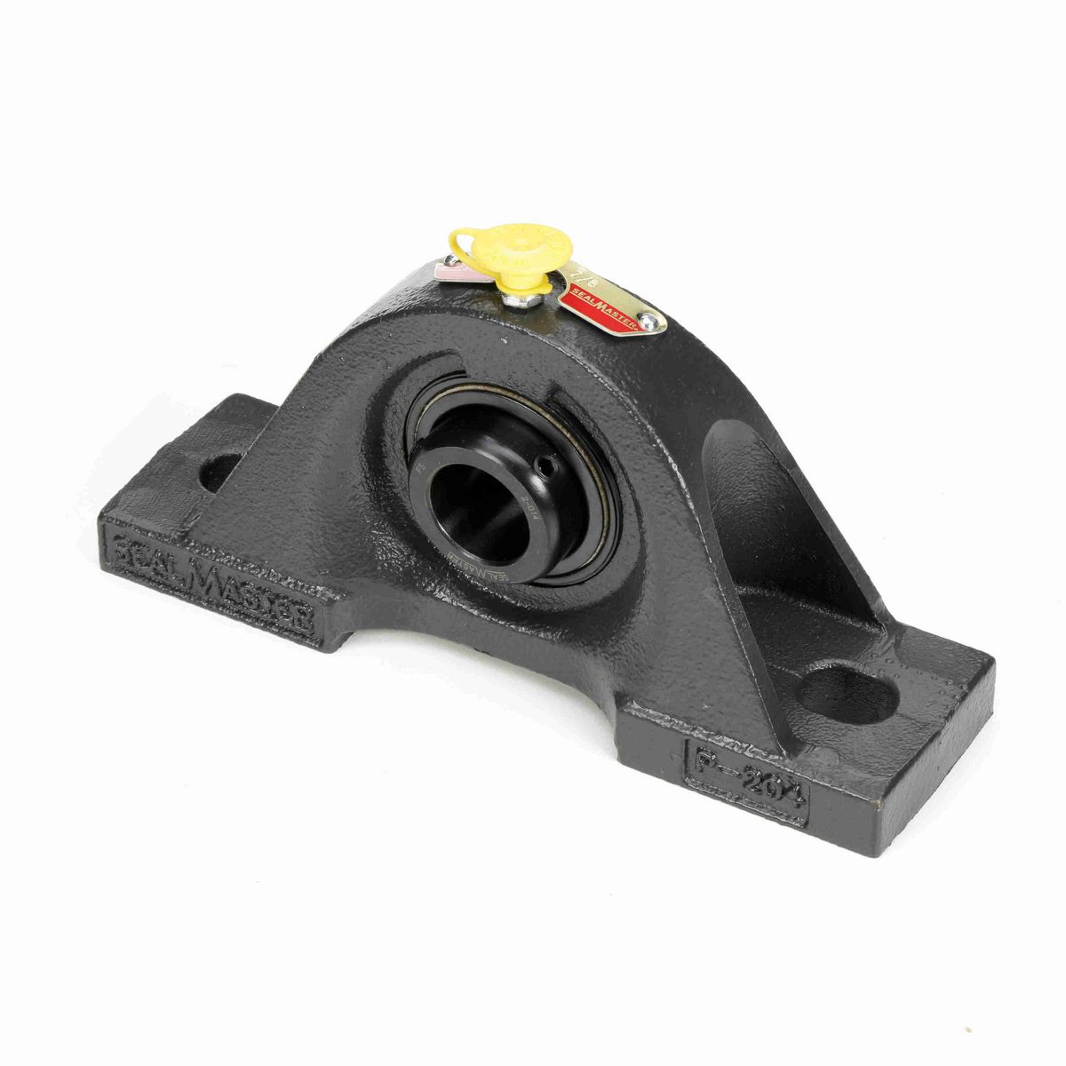 Sealmaster Mounted Cast Iron Two Bolt Pillow Block Ball Bearing - 52100 Bearing Steel, Black Oxided - Setscrew Lock - SP-14