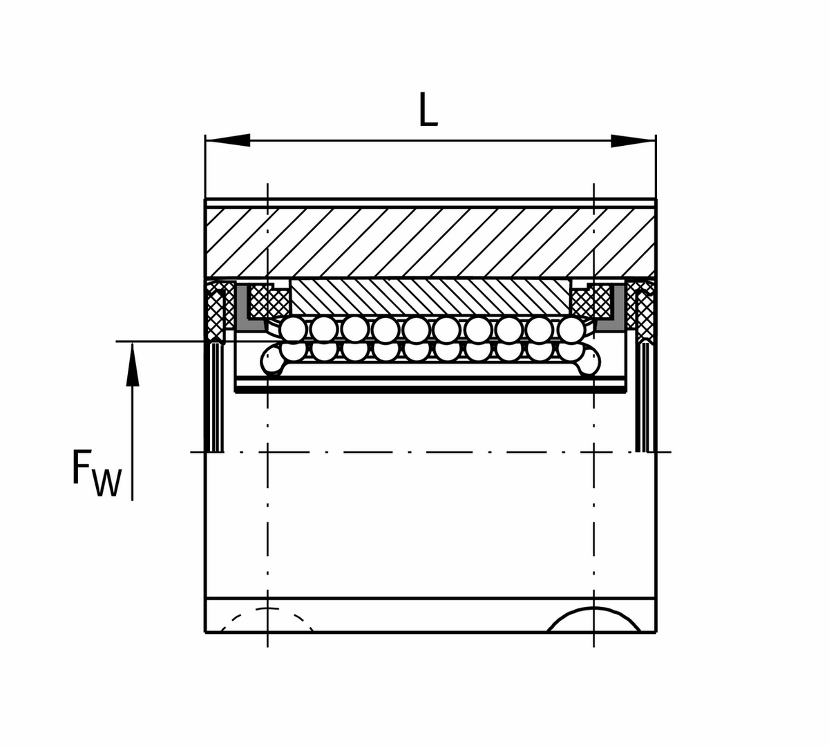 Узел с шарикоподшипником для линейного перемещения INA KGSNO16-PP-AS