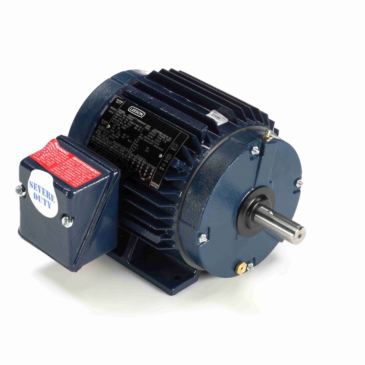 LEESON Severe Duty Motor, 1.50 HP, 3 Ph, 60 Hz, 230/460 V, 1800 RPM, 145T Frame, TENV - E464A