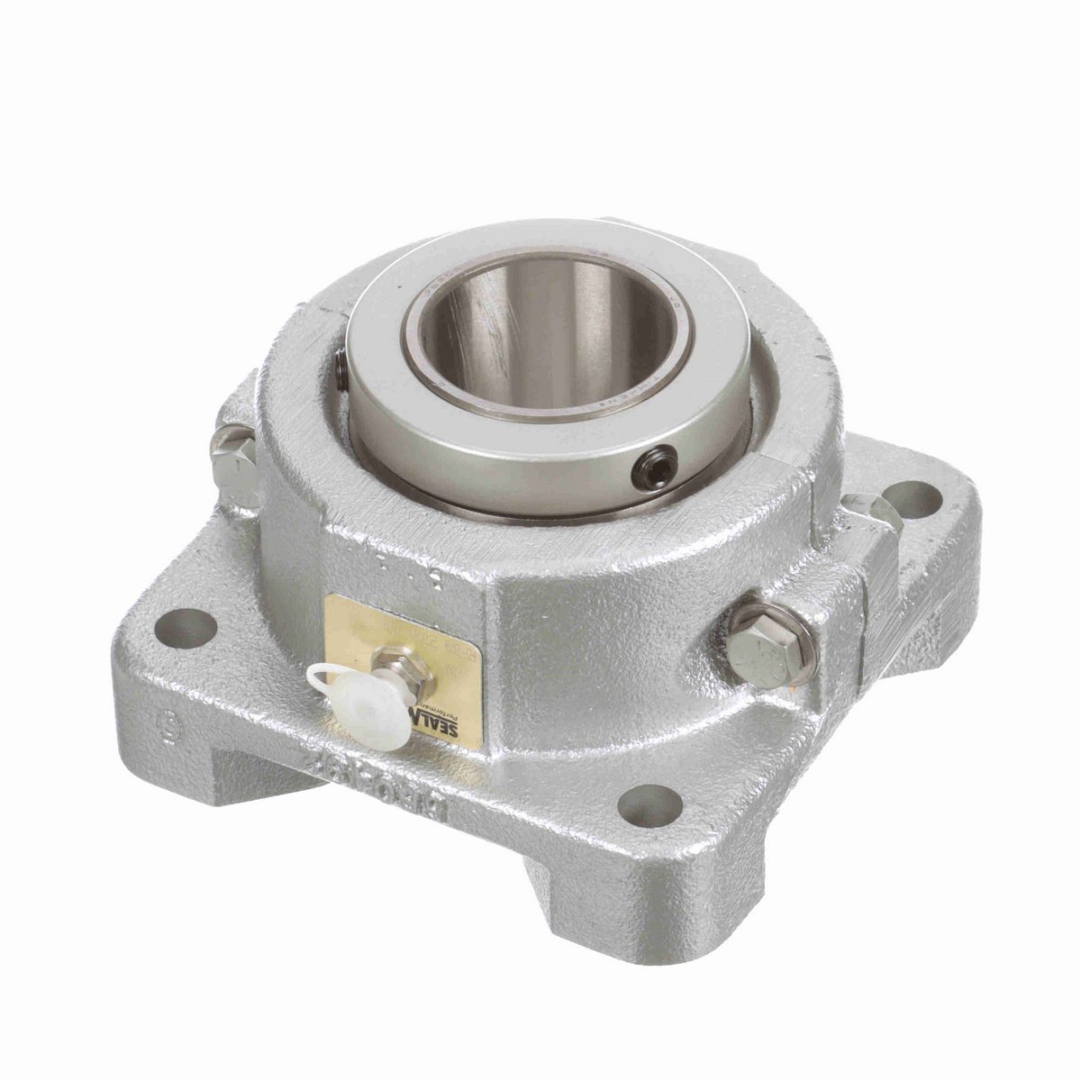 Sealmaster Mounted Flouropolymer Coated Cast Iron Four Bolt Flange Tapered Roller - 52100 Bearing Steel - Collar Mount Lock - Corrosion Resistant - RFBA 200C CR