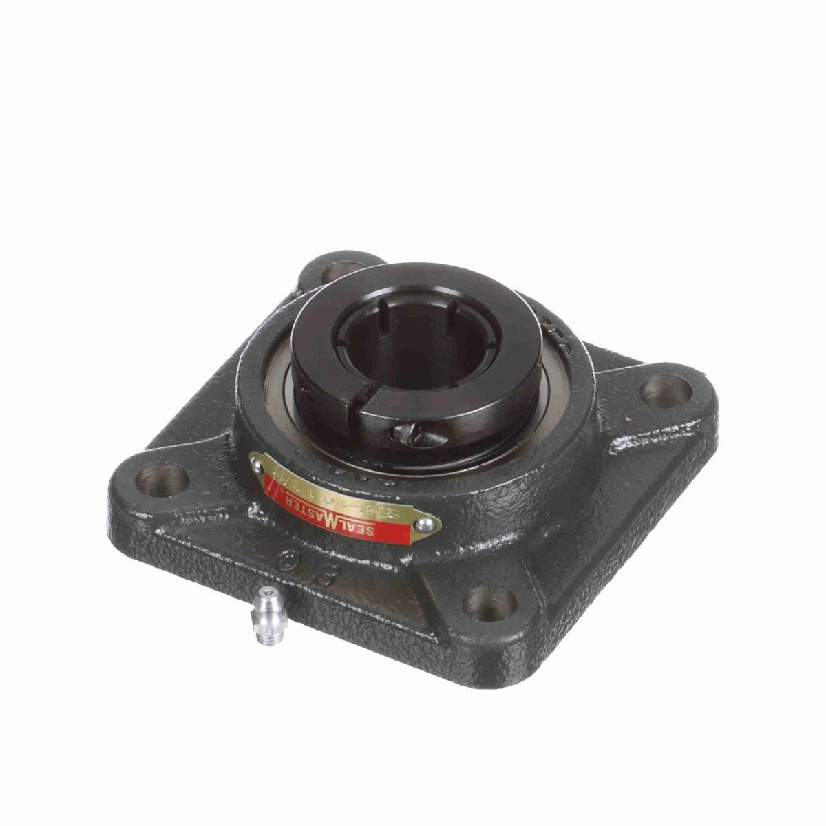 Sealmaster Mounted Cast Iron Four Bolt Flange Ball Bearing - 52100 Bearing Steel, Black Oxided - Concentric Lock - SFMH-19T