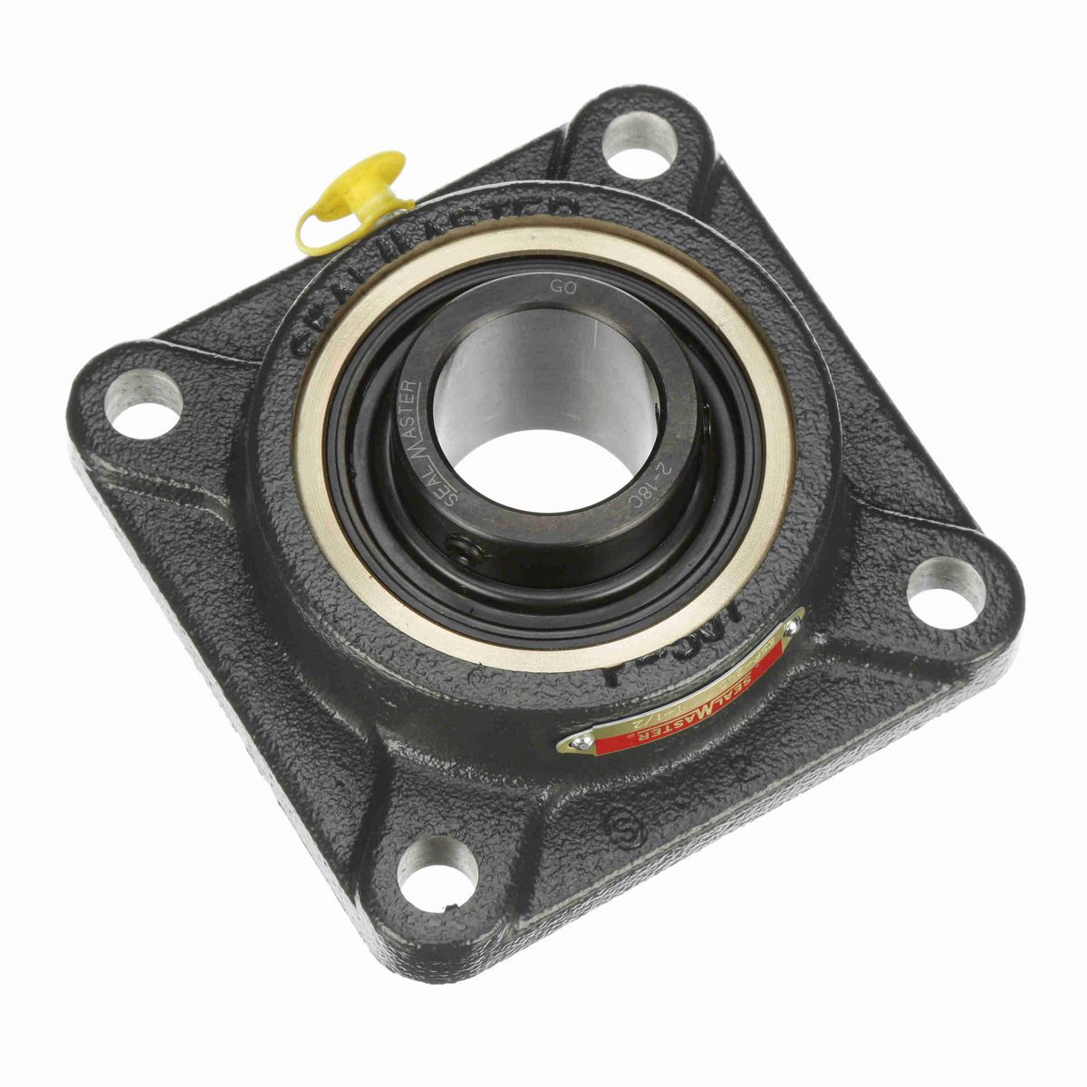 Sealmaster Mounted Cast Iron Four Bolt Flange Ball Bearing - 52100 Bearing Steel, Black Oxided - Setscrew Lock - ESF-24C
