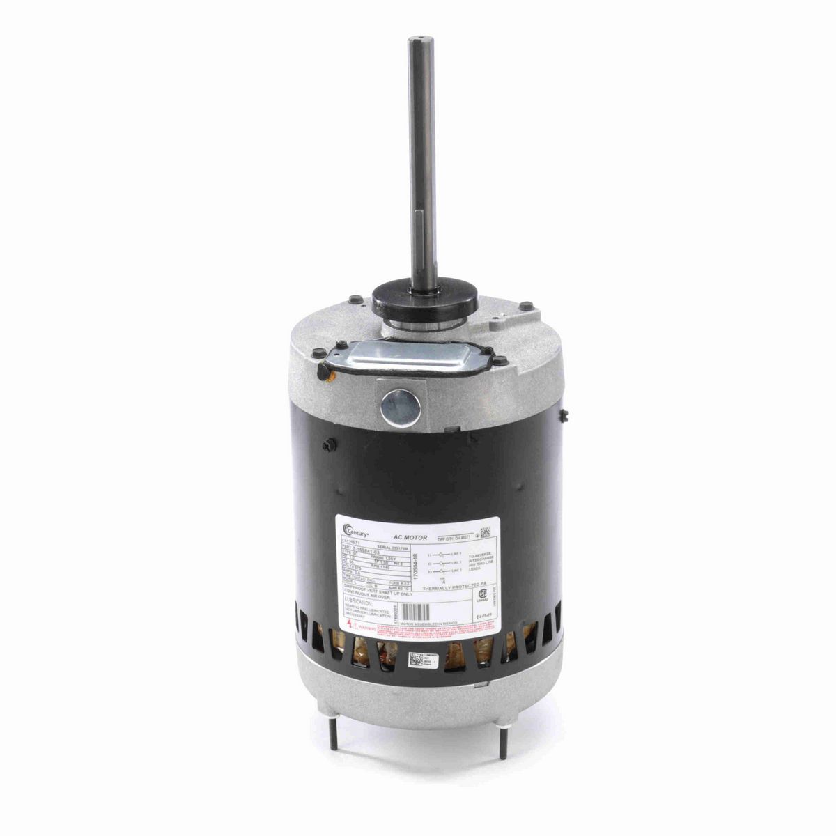 Century Condenser Fan Motor, 1.0 HP, 3 Ph, 60 Hz, 575 V, 1200 RPM, L56Y Frame, OPEN - H671