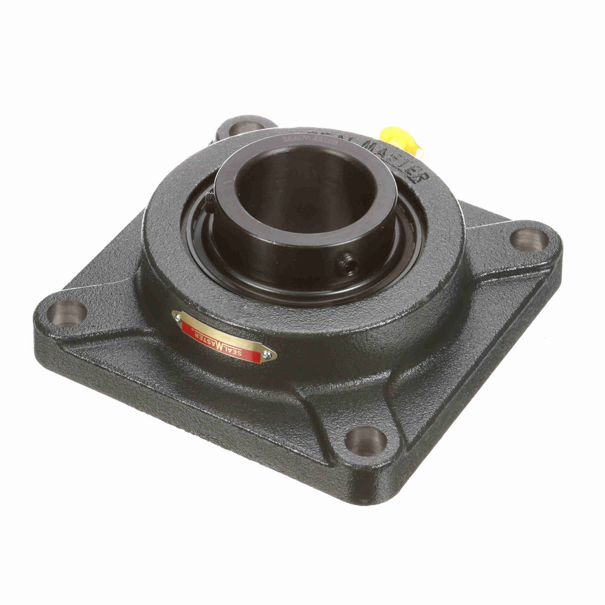 Sealmaster Mounted Cast Iron Four Bolt Flange Ball Bearing - 52100 Bearing Steel, Black Oxided - Setscrew Lock - High Contamination - MSF-36 DRT