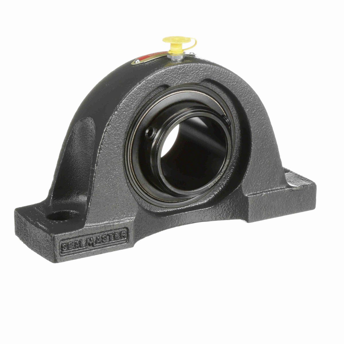 Sealmaster Mounted Cast Iron Two Bolt Pillow Block Ball Bearing - 52100 Bearing Steel, Black Oxided - Double Setscrew Lock - NPD-28