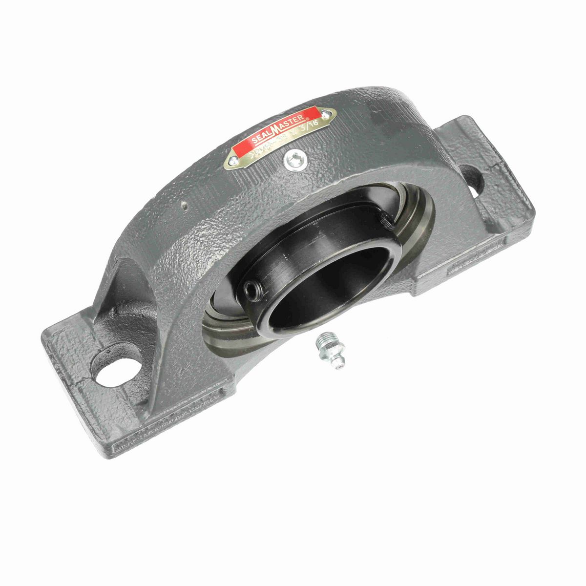 Sealmaster Mounted Cast Iron Two Bolt Pillow Block Ball Bearing - 52100 Bearing Steel, Black Oxided - Setscrew Lock - NPMH-35