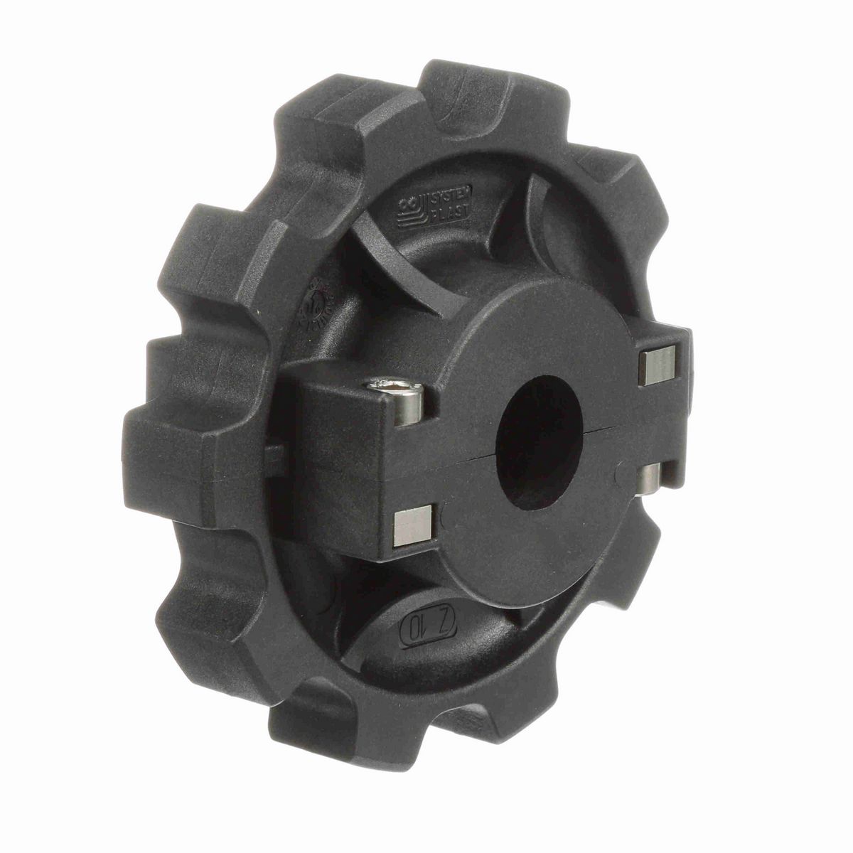 System Plast 882 Series Split Molded Sprocket with 10 Teeth, a 1-1/4in Round Shaft-Ready Bore and Setscrew - 882-10R1.25-DS-SS