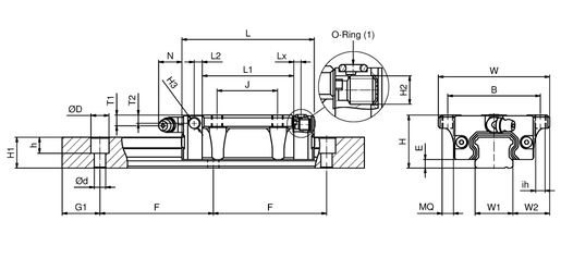 Направляющая система SNR LGBXS25FN1SSL03160NZ1-1-0-20.0N