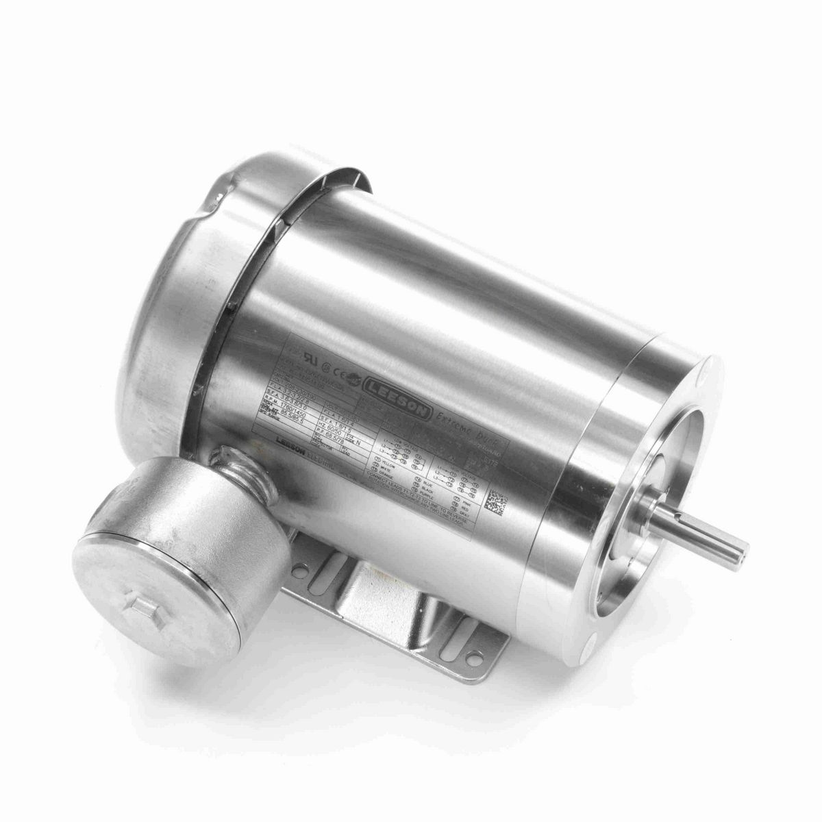 LEESON Extreme Duck® Ultra General Purpose Motor, 1 & 0.75 HP, 3 Ph, 60 & 50 Hz, 230/460 & 190/380 V, 1800 & 1500 RPM, 56C Frame, TEFC - 119511.00