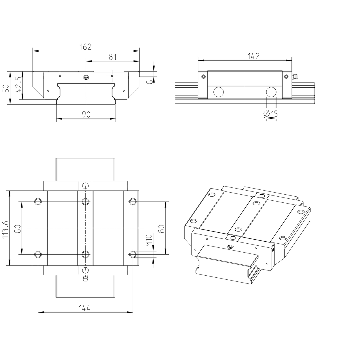 Шариковая каретка устойчивая к коррозии с покрытием Resist CR Bosch Rexroth KWC-035-BNS-C1-H-2 [R167131360]