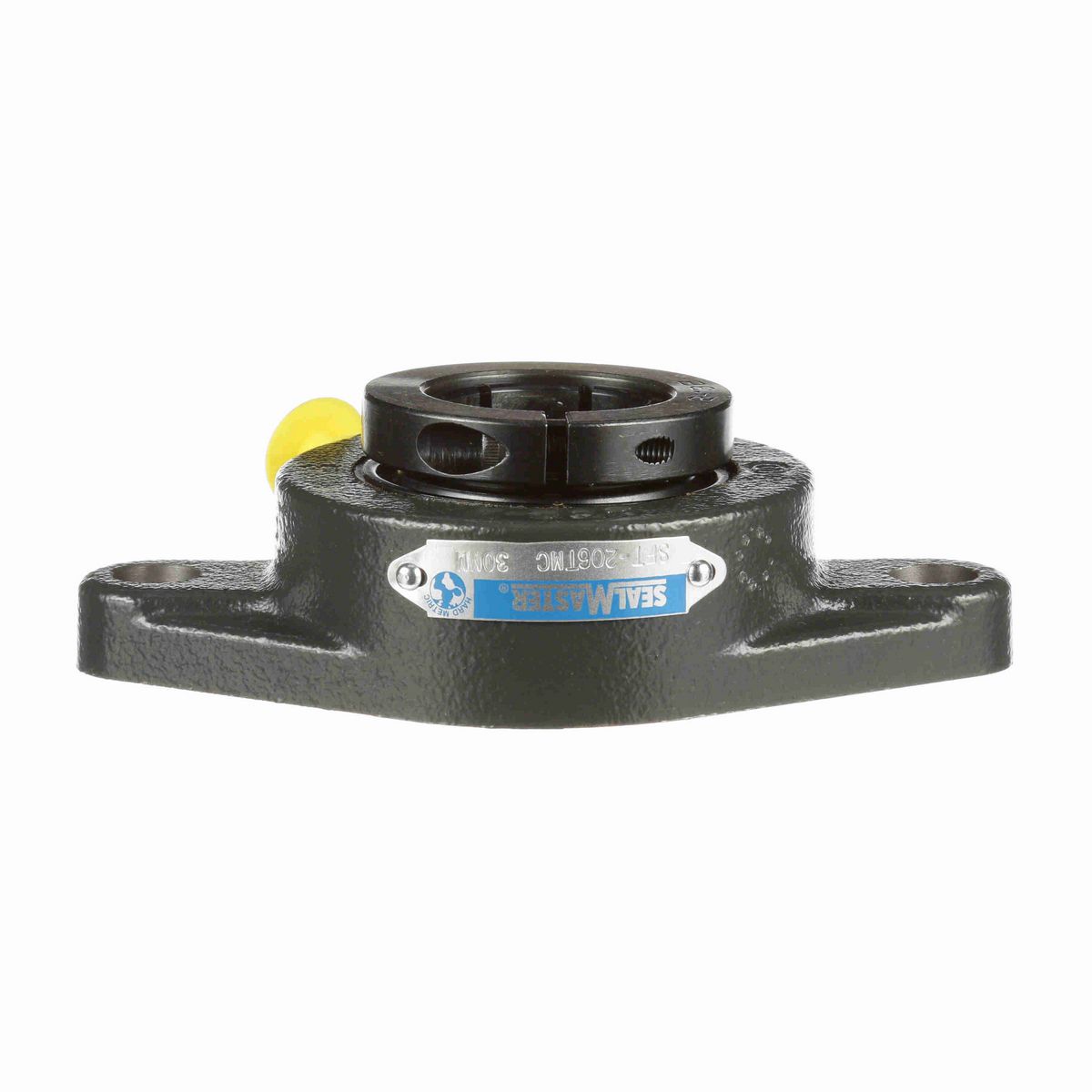 Sealmaster Mounted Cast Iron Two Bolt Flange Ball Bearing - 52100 Bearing Steel, Black Oxided - Concentric Lock - SFT-206TMC