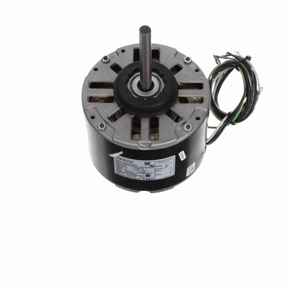 Century Fan and Blower Motor, 1/6 HP, 1 Ph, 60 Hz, 115 V, 1050 RPM, 1 Speed, 48 Frame, SEMI ENCLOSED - 146A