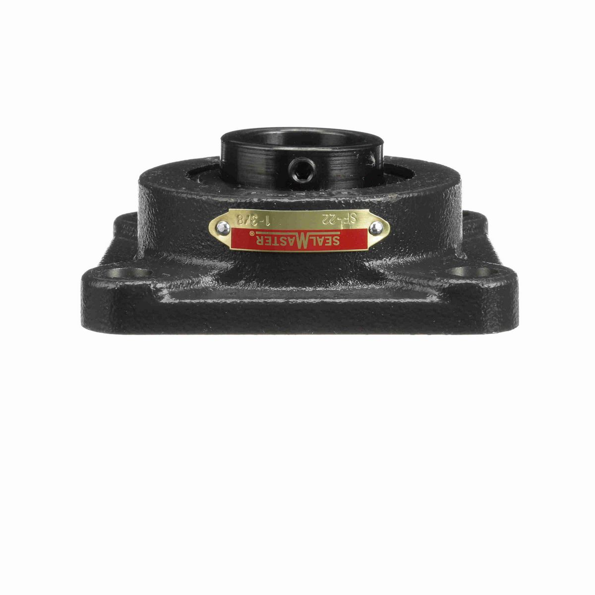 Sealmaster Mounted Cast Iron Four Bolt Flange Ball Bearing - 52100 Bearing Steel, Black Oxided - Setscrew Lock - SF-22