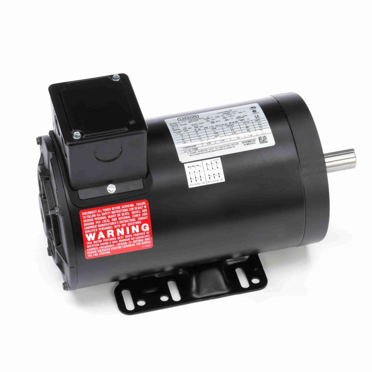 LEESON Speed Ratio Motor, 1.50 HP, 3 Ph, 60 Hz, 230/460 V, 1800 RPM, 145TC Frame, TENV - Y366