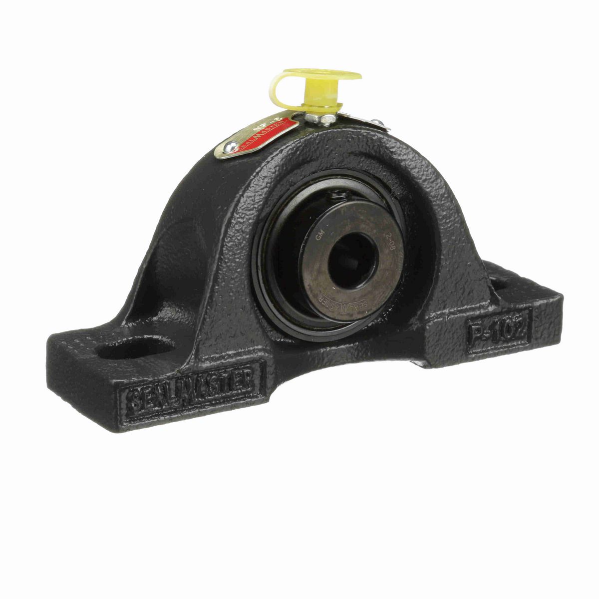 Sealmaster Mounted Cast Iron Two Bolt Pillow Block Ball Bearing - 52100 Bearing Steel, Black Oxided - Setscrew Lock - NP-8