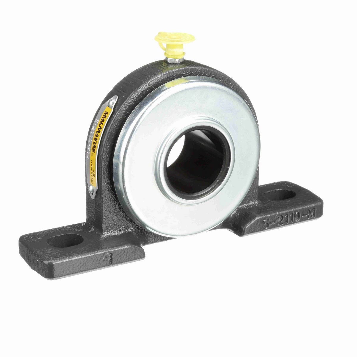 Sealmaster Mounted Cast Iron Two Bolt Pillow Block Ball Bearing - 52100 Bearing Steel, Black Oxided - Lock - S-2119-M19