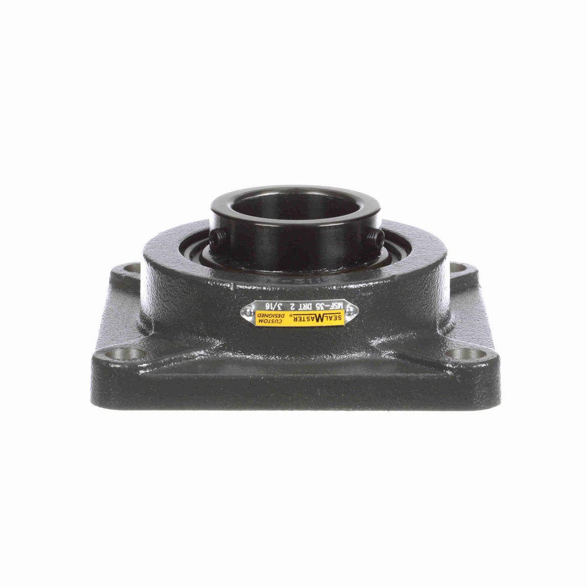 Sealmaster Mounted Cast Iron Four Bolt Flange Ball Bearing - 52100 Bearing Steel, Black Oxided - Setscrew Lock - High Contamination - MSF-35 DRT