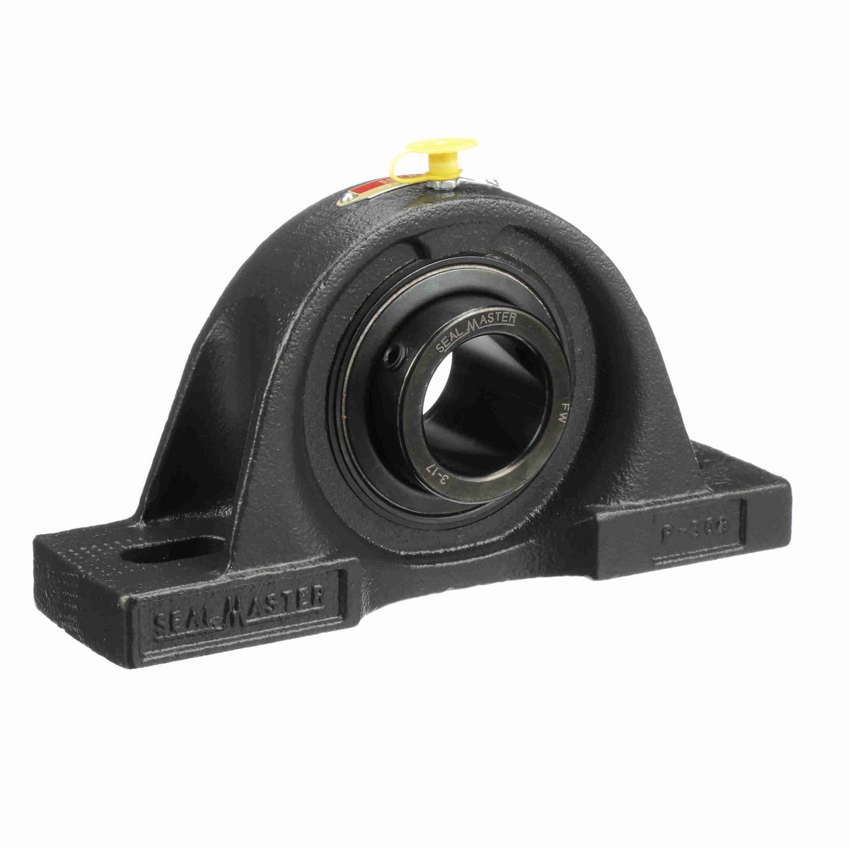 Sealmaster Mounted Cast Iron Two Bolt Pillow Block Ball Bearing - 52100 Bearing Steel, Black Oxided - Setscrew Lock - MP-23