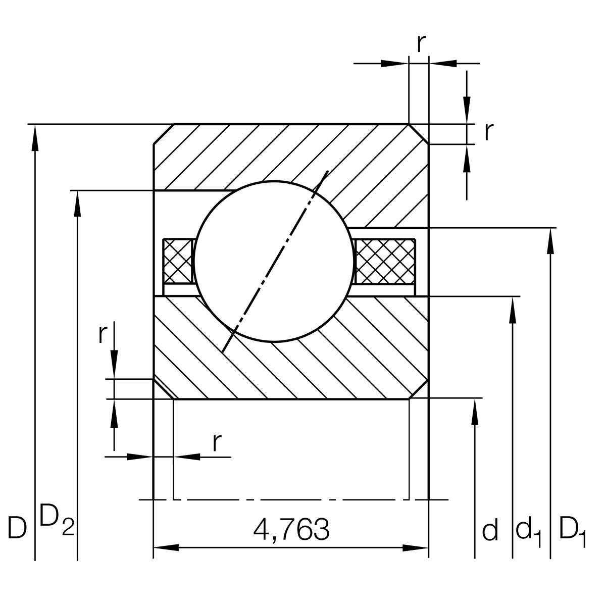 Радиально-упорный шарикоподшипник INA CSEAA015-TV