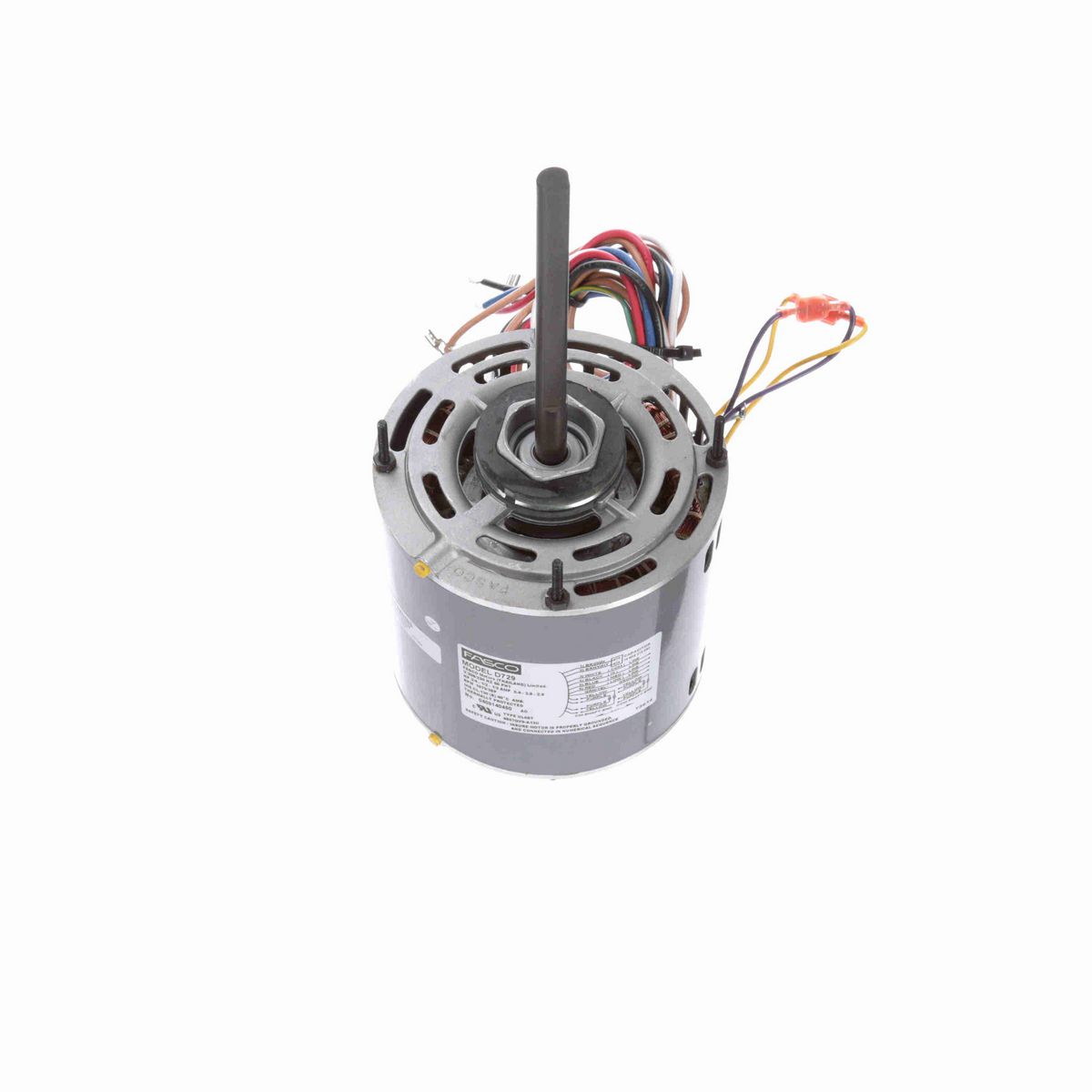 FASCO Fan and Blower Motor, 3/4-1/2-1/3 HP, 1 Ph, 60 Hz, 208-230 V, 1075 RPM, 3 Speed, 48 Frame, ODP - D729