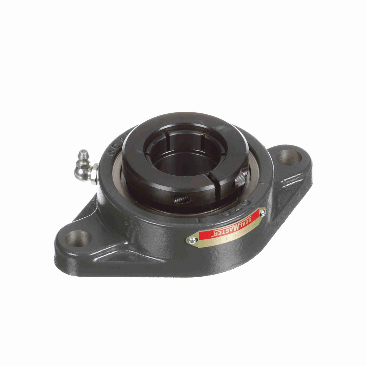 Sealmaster Mounted Cast Iron Two Bolt Flange Ball Bearing - 52100 Bearing Steel, Black Oxided - Concentric Lock - SFTMH-23T CSK