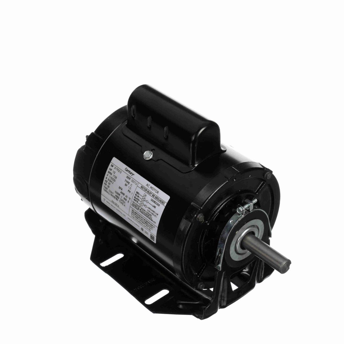 Century Fan and Blower Motor, 1/2 HP, 1 Ph, 60 Hz, 115/230 V, 1800 RPM, 56 Frame, OPEN - RS1051A