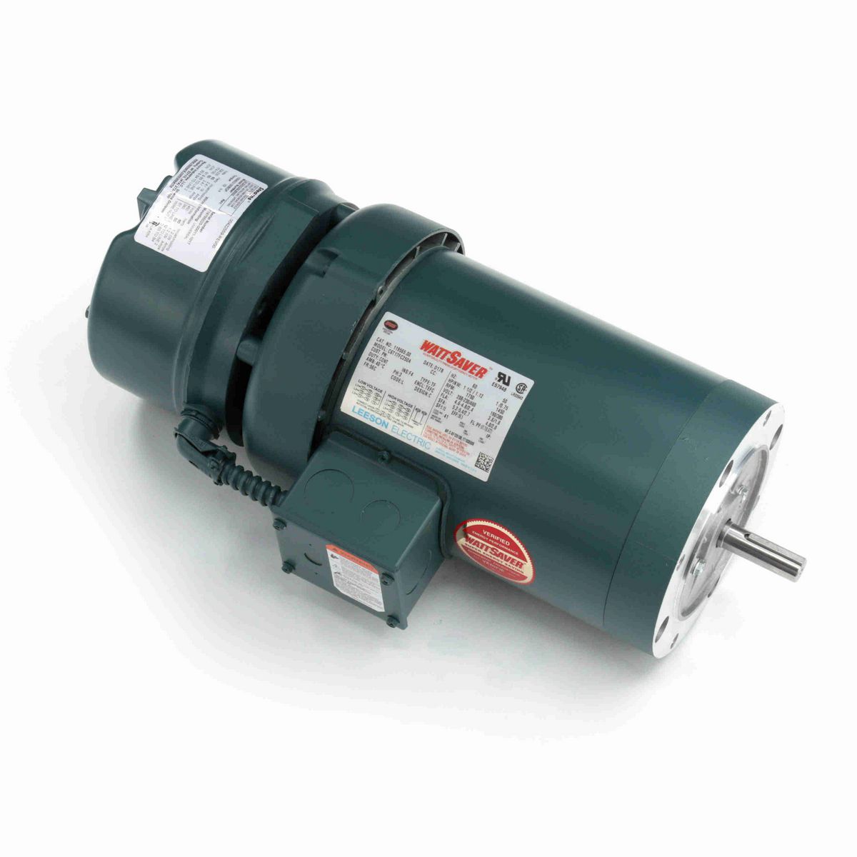 LEESON Brake Motor, 1.50 & 1 HP, 3 Ph, 60 & 50 Hz, 230/460 & 190/380 V, 1800 & 1500 RPM, 56C Frame, TEFC - 119565.00