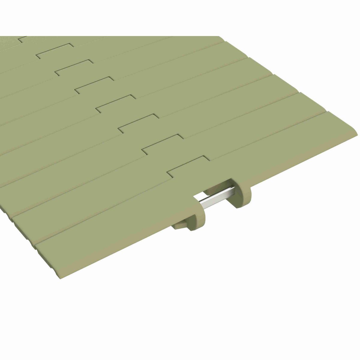 Rexnord 882TAB Side-flexing Solid Top, Material: Green Abrasion Resistant Polyamide, Width: 12in, Pitch: 1.5in - 81430514