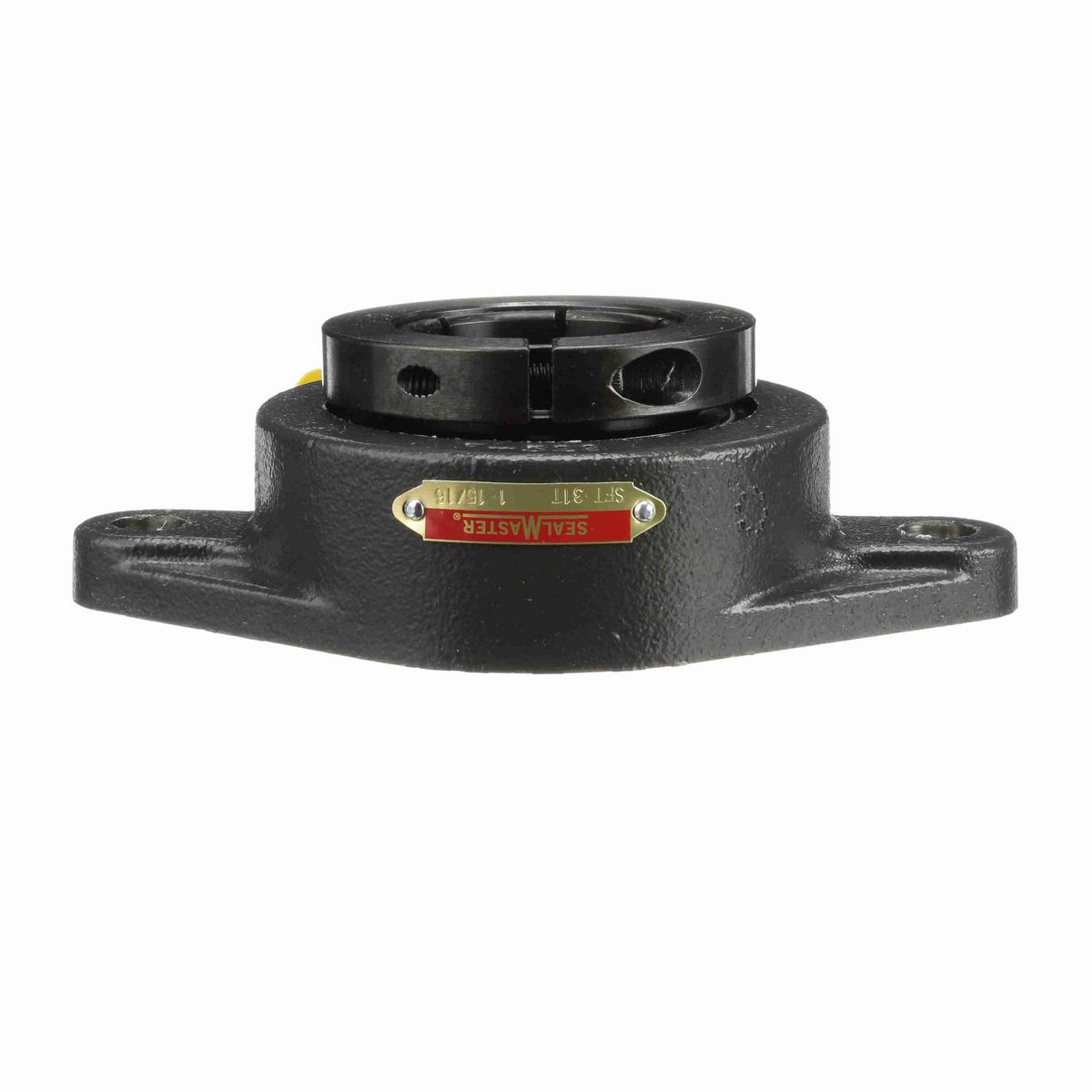 Sealmaster Mounted Cast Iron Two Bolt Flange Ball Bearing - 52100 Bearing Steel, Black Oxided - Concentric Lock - SFT-31T