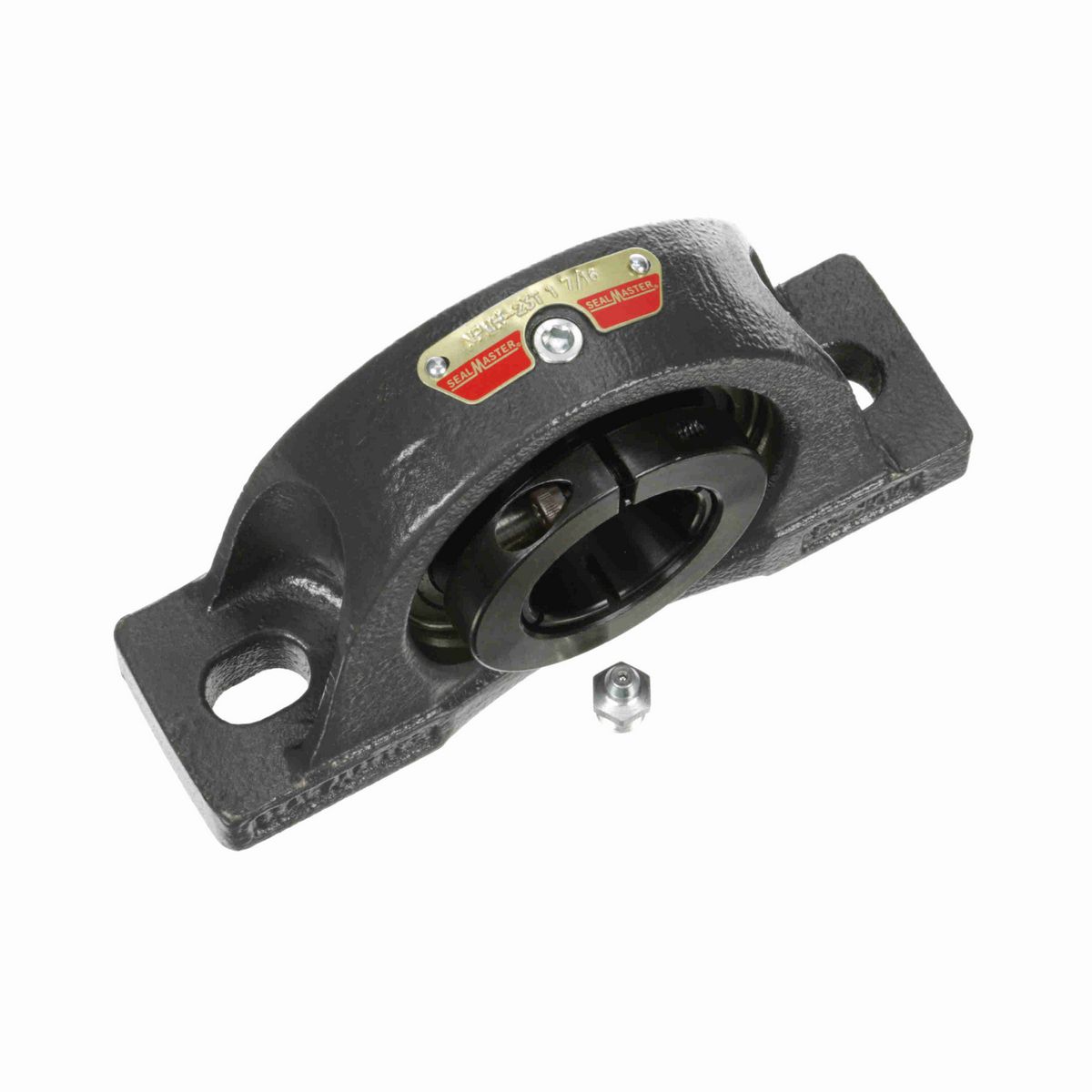 Sealmaster Mounted Cast Iron Two Bolt Pillow Block Ball Bearing - 52100 Bearing Steel, Black Oxided - Concentric Lock - NPMH-23T