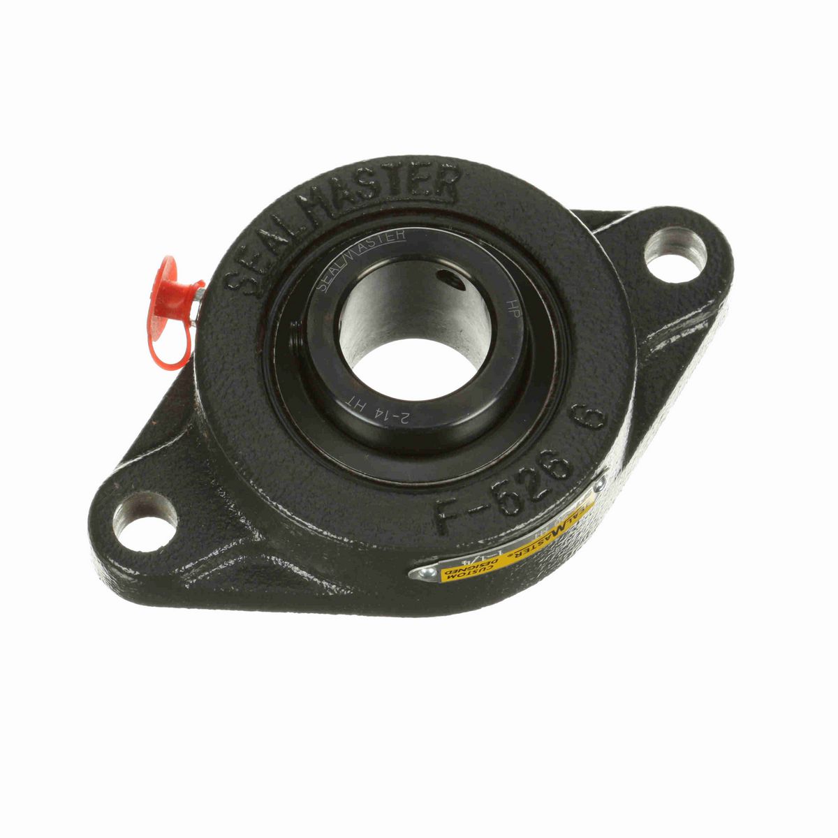 Sealmaster Mounted Cast Iron Two Bolt Flange Ball Bearing - 52100 Bearing Steel, Black Oxided - Setscrew Lock - High Temperature - SFT-20 HT
