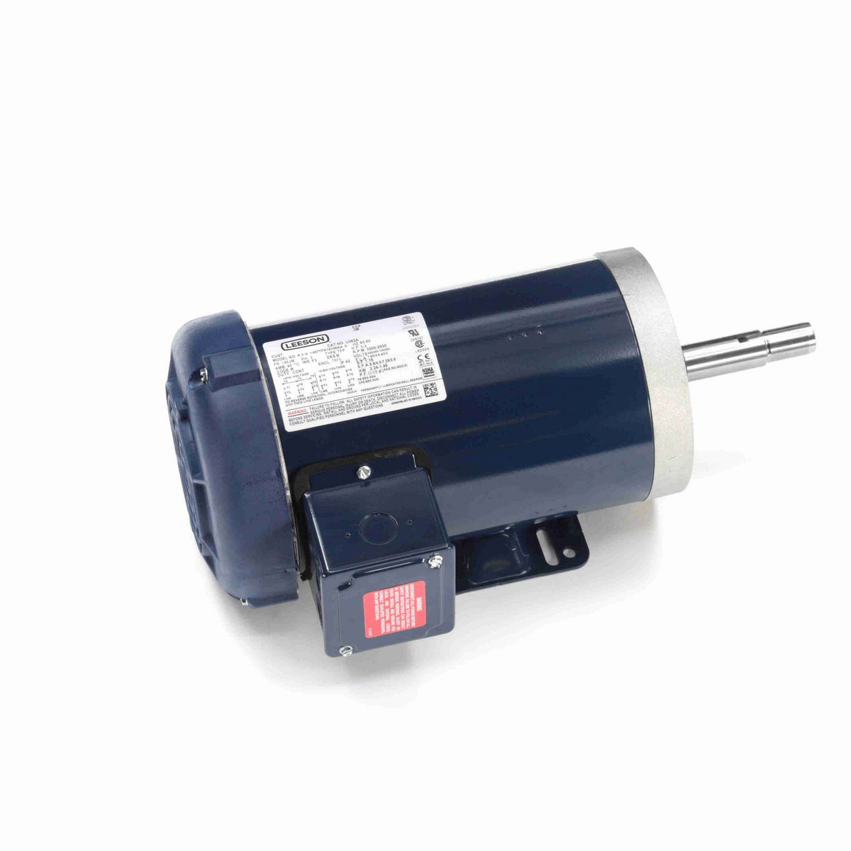 LEESON Close-Coupled Pump Motor, 3 & 2 HP, 3 Ph, 60 & 50 Hz, 230/460 & 190/380 V, 3600 & 3000 RPM, 145JM Frame, TEFC - U363A