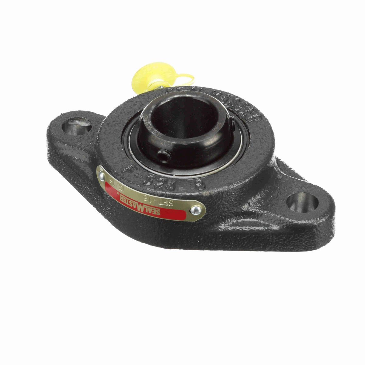 Sealmaster Mounted Cast Iron Two Bolt Flange Ball Bearing - 52100 Bearing Steel, Black Oxided - Setscrew Lock - SFT-15