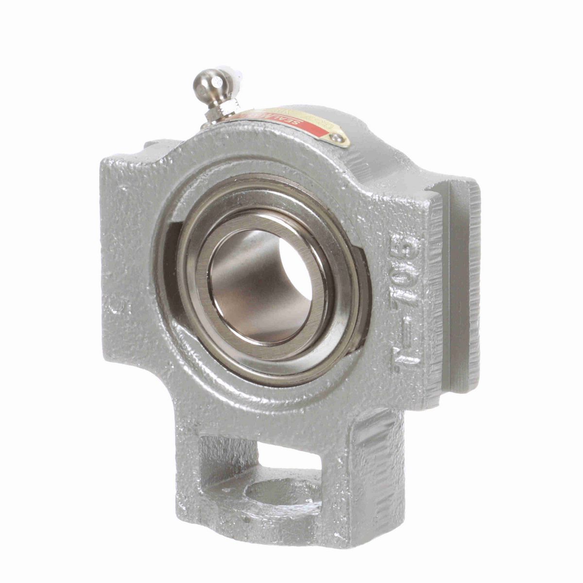 Sealmaster Mounted Flouropolymer Coated Cast Iron Wide Slot Take Up Ball Bearing - 52100 Bearing Steel, Phosphorus Nickel Coated - Setscrew Lock - Corrosion Resistant - CRSTF-PN19