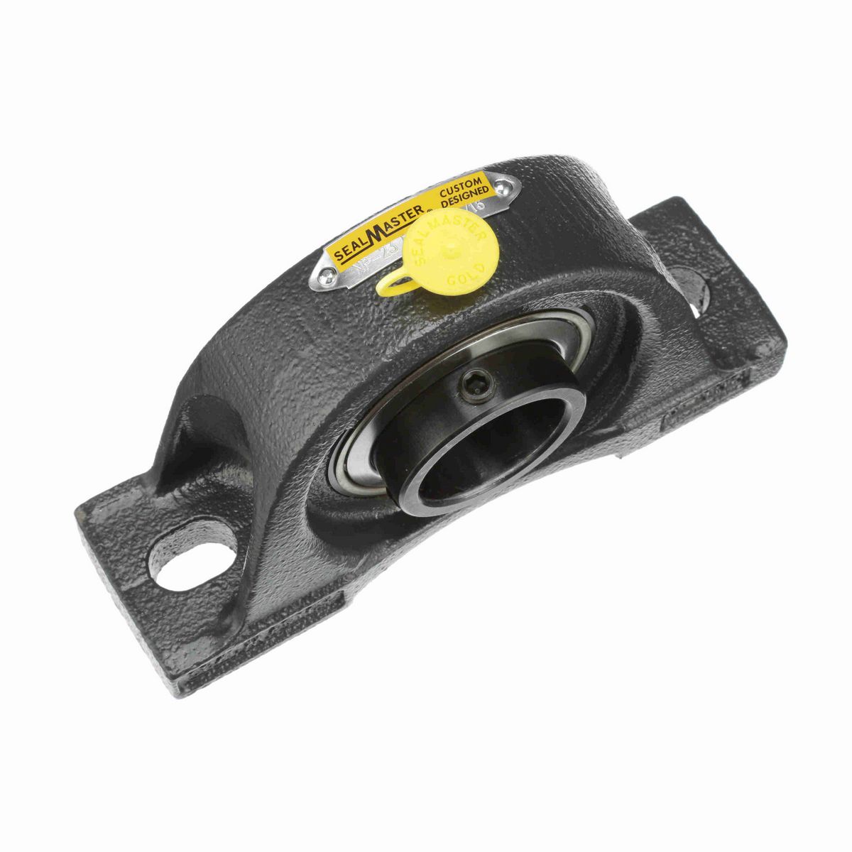Sealmaster Mounted Cast Iron Two Bolt Pillow Block Ball Bearing - 52100 Bearing Steel, Black Oxided - Setscrew Lock - High Contamination - NP-23 DRT