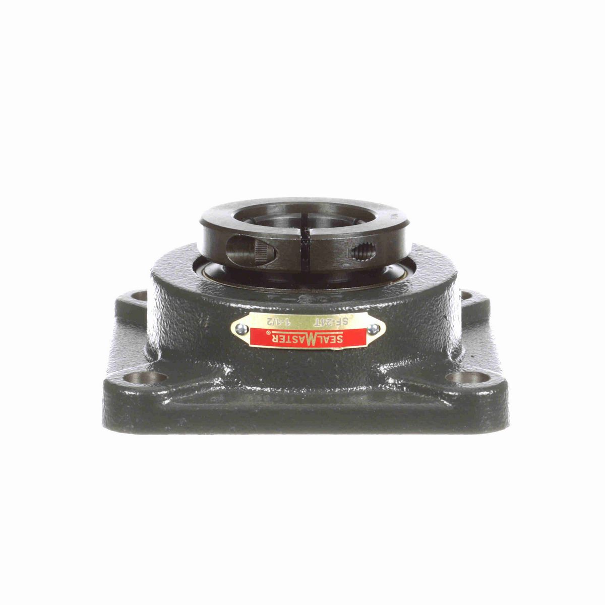 Sealmaster Mounted Cast Iron Four Bolt Flange Ball Bearing - 52100 Bearing Steel, Black Oxided - Concentric Lock - SF-24T