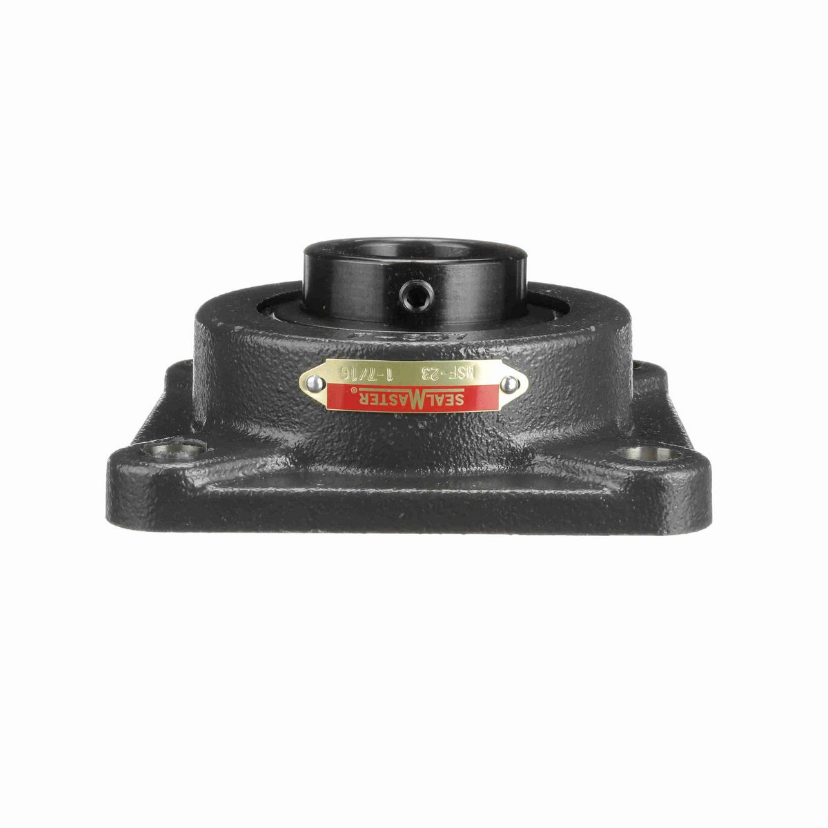 Sealmaster Mounted Cast Iron Four Bolt Flange Ball Bearing - 52100 Bearing Steel, Black Oxided - Setscrew Lock - MSF-23