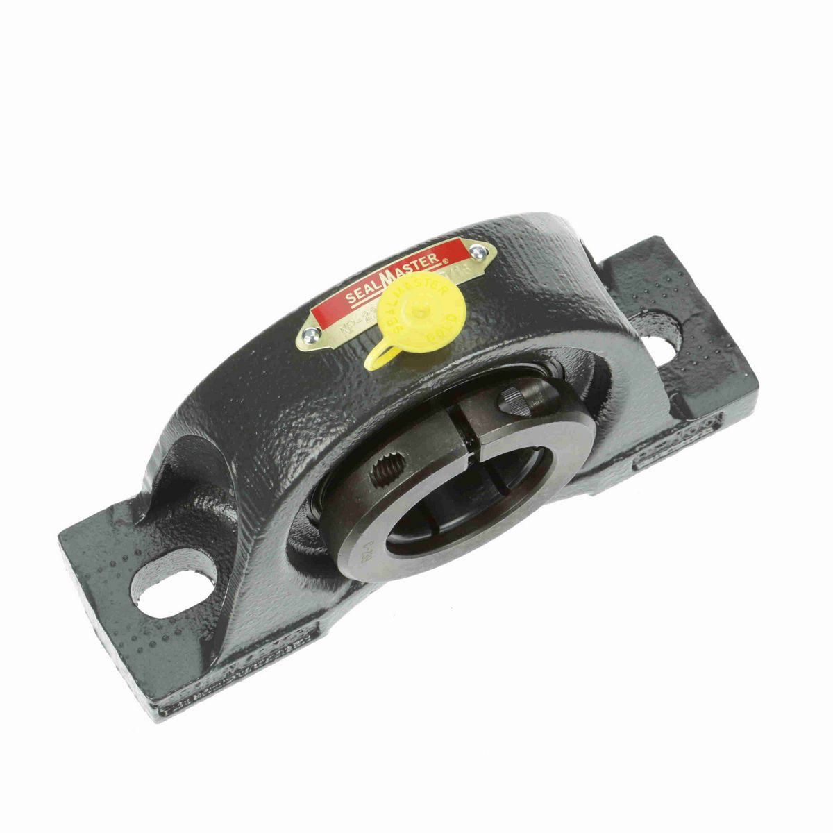 Sealmaster Mounted Cast Iron Two Bolt Pillow Block Ball Bearing - 52100 Bearing Steel, Black Oxided - Concentric Lock - NP-23T