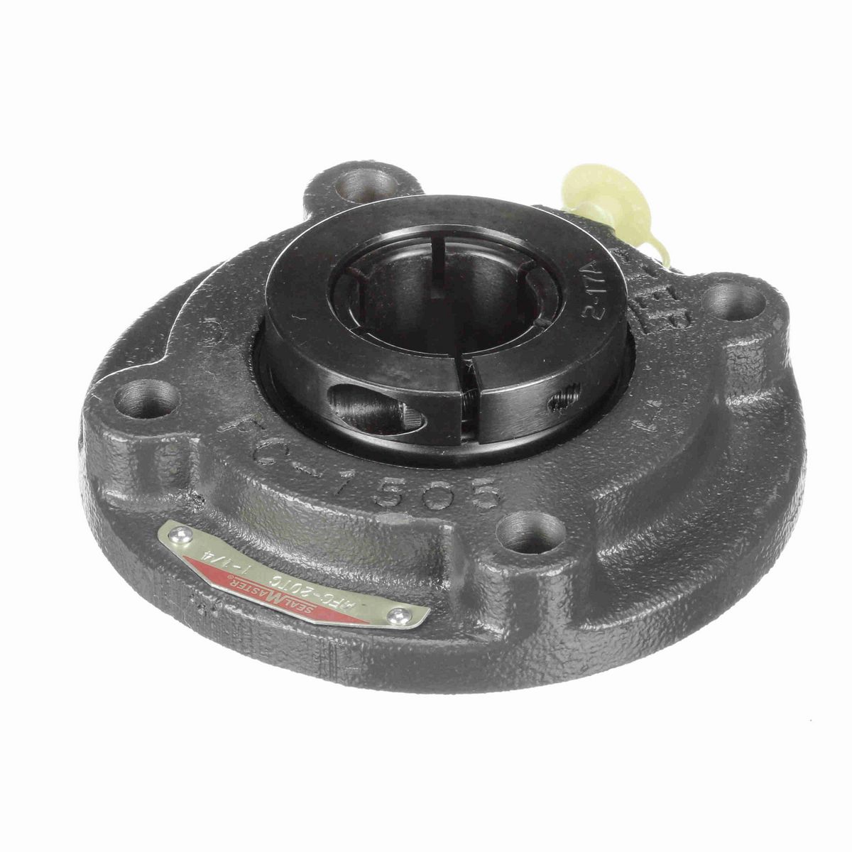 Sealmaster Mounted Cast Iron Flange Cartridge Ball Bearing - 52100 Bearing Steel, Black Oxided - Concentric Lock - MFC-20TC
