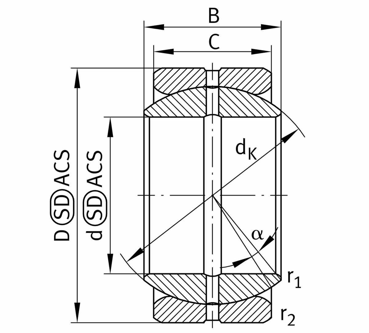 Сферический шарнирный подшипник INA GE22-ZO-E